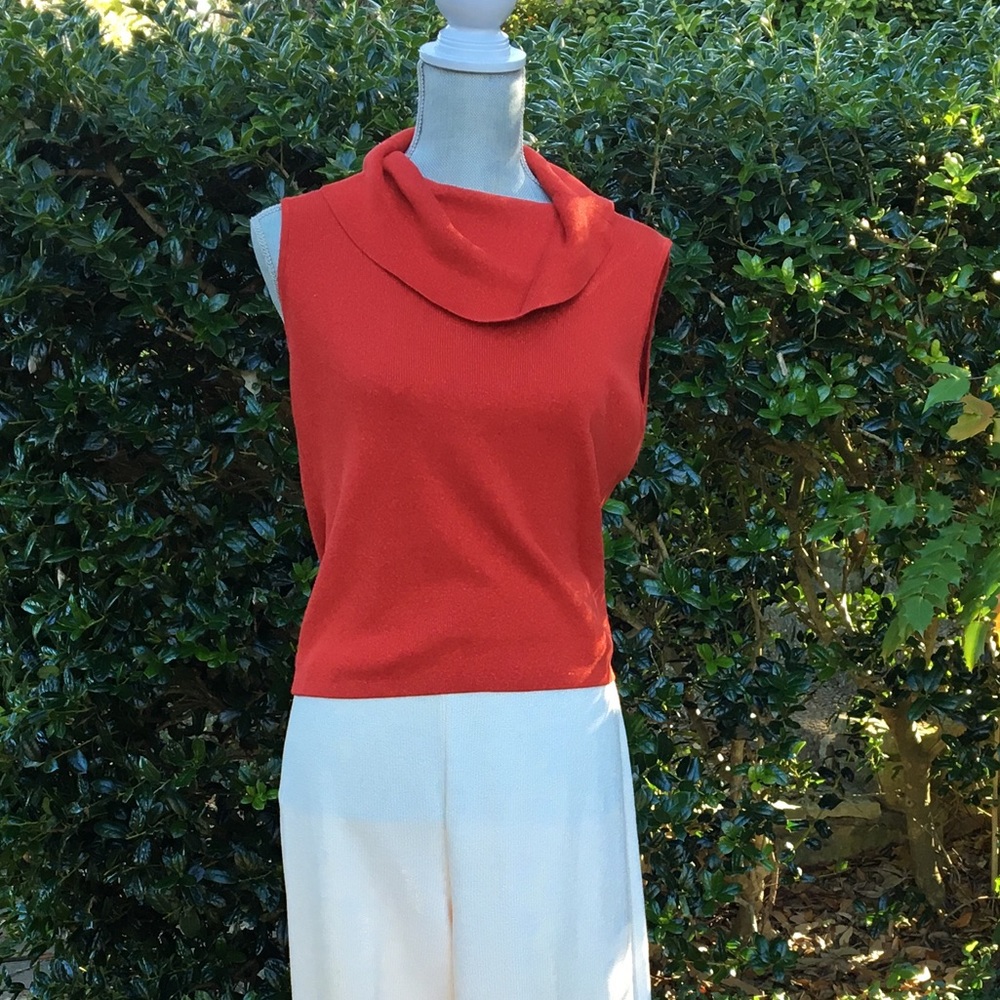 Red Glitter Knit Top Sleeveless Metallic